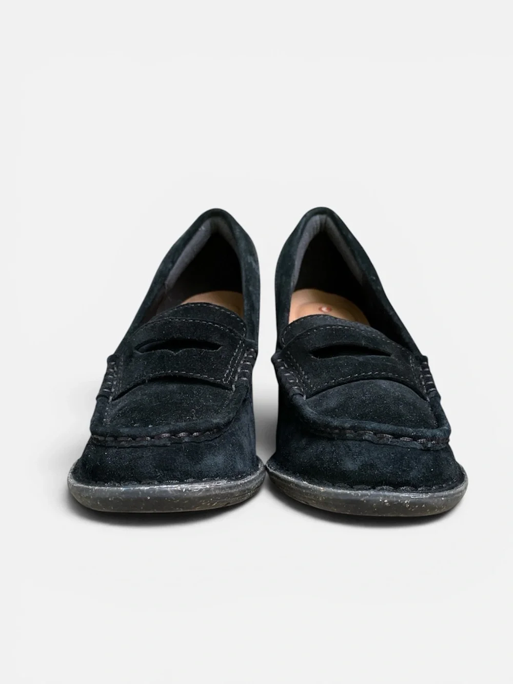 Clarks Unstructured Carleta Belle Heeled Loafer in Black Suede Size 6 1/2